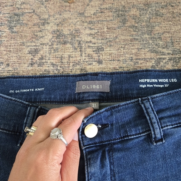 DL1961 Hepburn Wide Leg High Rise Blue Jeans Denim Vintage 33" Blue Tide Size 31 - Picture 4 of 8